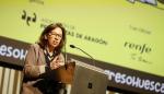 La Directora General de Universidades, María Luisa Feijóo, inaugurando el Congreso de Periodismo de Huesca