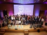 Foto de familia con todos los premiados, jurado y autoridades, al finalizar la entrega de galardones