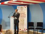 El consejero durante la inauguración del XXX aniversario del trasplante de médula en Aragón