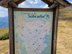 Cartel de entrada a la comarca del Sobrarbe en el Puerto de Sahún