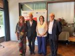 La consejera de Agricultura, Ganadería y Alimentación, Arancha Simón, junto a Juan Carlos Brun, Adolfo Ballestín y Amparo Cuéllar durante la presentación de la Ruta del Paquito de Ternasco de Aragón.