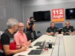 El director general de Interior y Emergencias del Gobierno de Aragón, Miguel Ángel Clavero, y el jefe de servicio de Seguridad y Protección Civil, Jorge Crespo, en el CECOPI celebrado esta mañana.