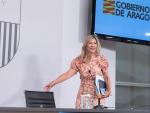 La vicepresidenta y portavoz del Gobierno de Aragón, Mar Vaquero, en la rueda de prensa posterior al Consejo de Gobierno.