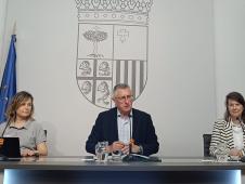 Ureta, Blasco y Oliván, en la rueda de prensa del balance de la campaña de incendios 2025.