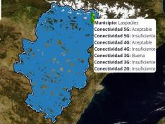 En el mapa de la web se puede consultar la calidad de cobertura de móvil en los municipios de Aragón.