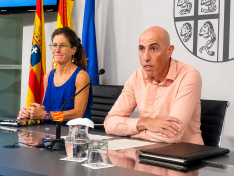 David Sánchez Fraile ha comparecido junto a la directora de la Fundación Transpirenaica, Cristina García.