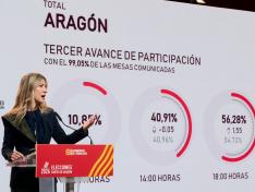 La vicepresidenta, Mar Vaquero, en la comparecencia de las 18 horas