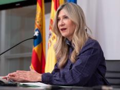 Mar Vaquero, durante su comparecencia ante los medios de comunicación