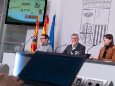 Sartaguda, Blasco y Oliván, en la presentación de los avances de la plataforma FLAMA.