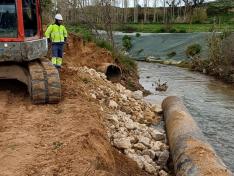 Imagen de los trabajos realizados en el colector en Tarazona.