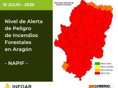 Nivel de alerta por riesgo de incendio forestal para este miércoles 15 de julio