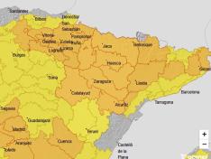 Avisos por temperaturas máximas, 13 de agosto, en Aragón.