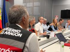 Primera reunión del CECOPI de hoy, con la presencia de Azcón y Barcones.