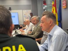 Reunión del CECOPI, con el presidente Jorge Azcón y los consejeros Bermúdez De Castro, Biendicho, López y Sanz.