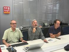 Clavero, Azcón y Bermúdez De Castro, durante el CECOPI de hoy.
