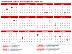 Calendario laboral Aragón 2027