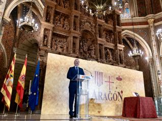 El presidente Azcón, en el acto en Teruel por el Día de San Jorge 2025.