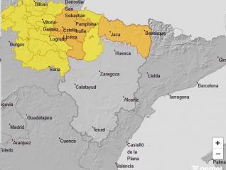 Aviso de nivel naranja por lluvias y tormentas en el Pirineo y de nivel amarillo en Cinco Villas.