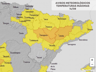 Avisos por temperaturas máximas en Aragón (14/08)