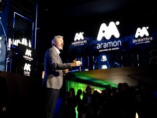 El presidente Azcón, en la presentación, en Madrid, de la nueva temporada de esquí en Aramón.