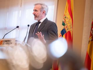 El presidente Azcón ha comparecido en la sala de Columnas del Edificio Pignatelli