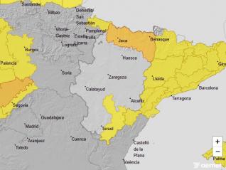 La previsión es de nieve en toda la cordillera pirenaica y de nivel amarillo en Gúdar y Maestrazgo hasta las 18.00