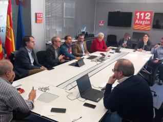 Reunión de coordinación ante la crecida ordinaria del Ebro en el 112 Aragón.