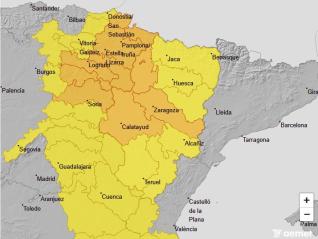 Aviso naranja por tormentas en la provincia de Zaragoza para este domingo