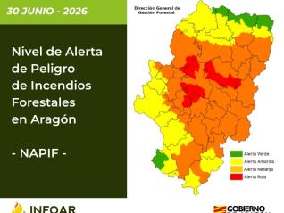 Nivel de Alerta por Peligro de Incendios Forestales (NAPIF) en Aragón 30/06/25.