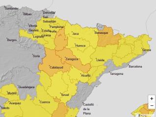 Avisos por temperaturas máximas para el lunes día 20 de julio en Aragón.