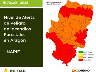 Nivel de Alerta de Peligro de Incendios Forestales (NAPIF) 19/7/26. INFOAR