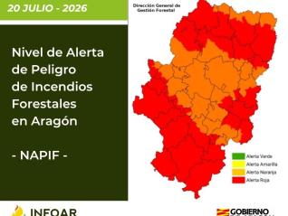 Nivel de Alerta por Riesgo de Incendios Forestales para este lunes 20 de julio