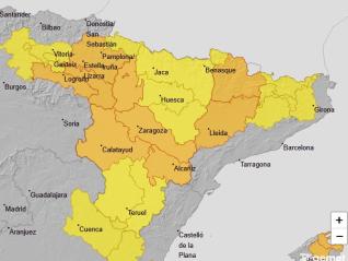 Avisos por temperaturas máximas en Aragón, viernes 24 de julio.