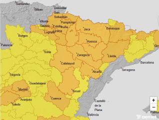 Avisos por temperaturas máximas en Aragón, jueves 30 de julio.