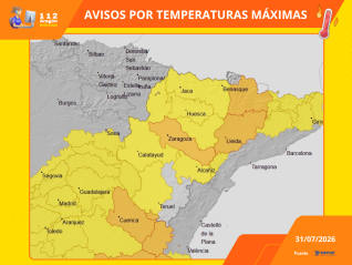 Avisos por temperaturas máximas para el viernes 31 de julio