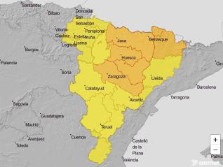 El 112 Aragón eleva a nivel naranja los avisos por precipitaciones en el sur de Huesca, centro de Huesca y Pirineo oscense y establece aviso amarillo en Gúdar y Maestrazgo.