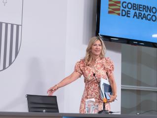 La vicepresidenta y portavoz del Gobierno de Aragón, Mar Vaquero, en la rueda de prensa posterior al Consejo de Gobierno.