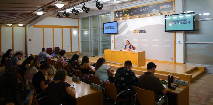 La consejera Carmen Susín ha comparecido este jueces en la sala de prensa del Edificio Pignatelli