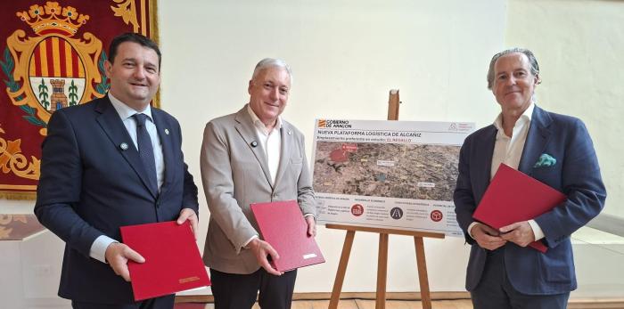 Hoy se ha firmado el protocolo para impulsar la nueva plataforma logística de Alcañiz.