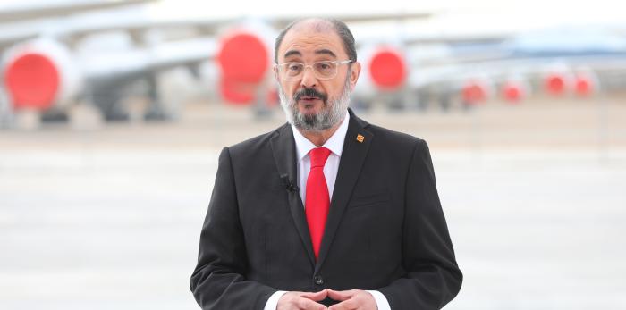 El Presidente de Aragón ha felicitado el año desde el aeropuerto de Teruel, provincia que es símbolo del éxito colectivo del autogobierno