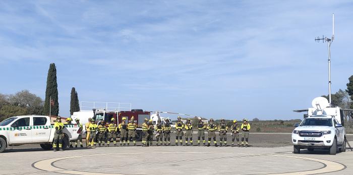 El simulacro se ha desarrollado en la base helitransportada de Ejea de los Caballeros.