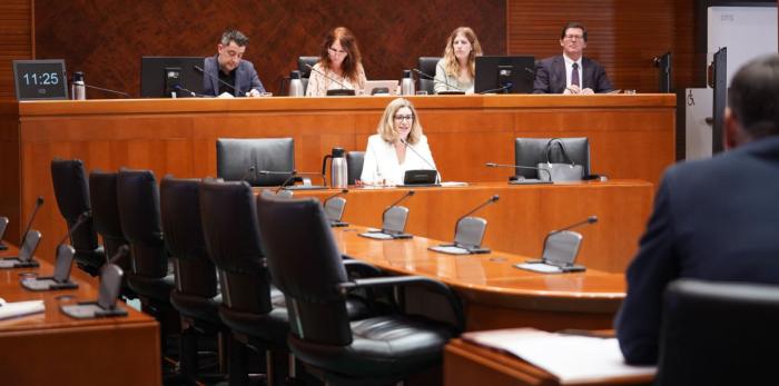 La consejera Claudia Pérez Forniés ha comparecido hoy por primera vez en la Comisión de Educación, Ciencia y Universidades de las Cortes de Aragón.