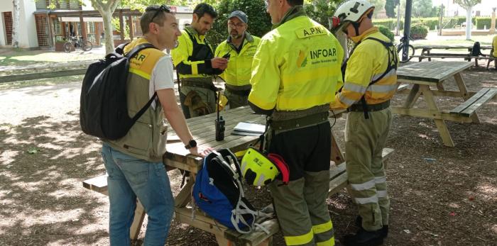 Simulacro de incendio forestal que se ha desarrollado hoy en La Alfranca.