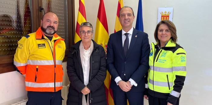 Los consejeros de Sanidad de Aragón y Cataluña con responsables del SEM-061 y 061 Aragón