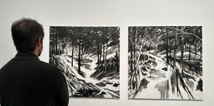 Presentación de la exposición 'Echar raíces' de Sylvia Pennings, en el IAACC Pablo Serrano.