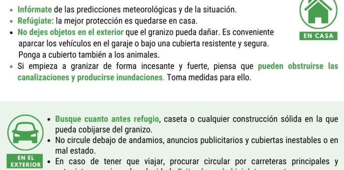 Consejos lluvias y granizo