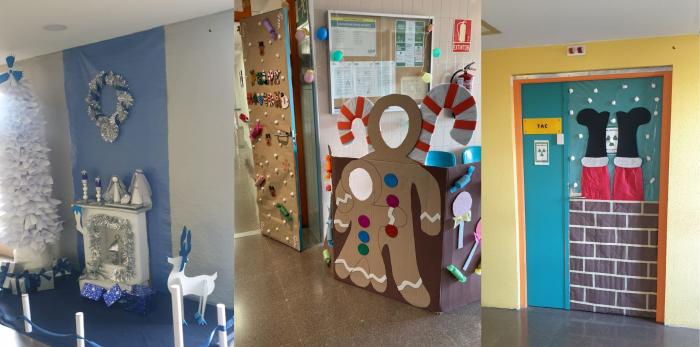 Decoración navideña realizada por los profesionales del Hospital Ernest Lluch de Calatayud para crear un entorno más acogedor para pacientes y acompañantes.