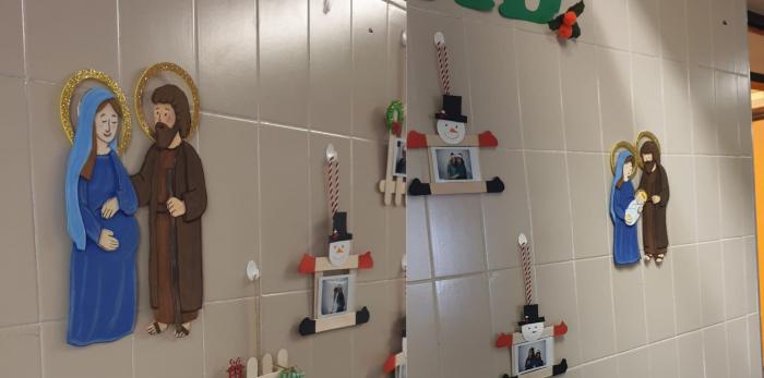 Decoración navideña realizada por los profesionales del Hospital Ernest Lluch de Calatayud para crear un entorno más acogedor para pacientes y acompañantes.