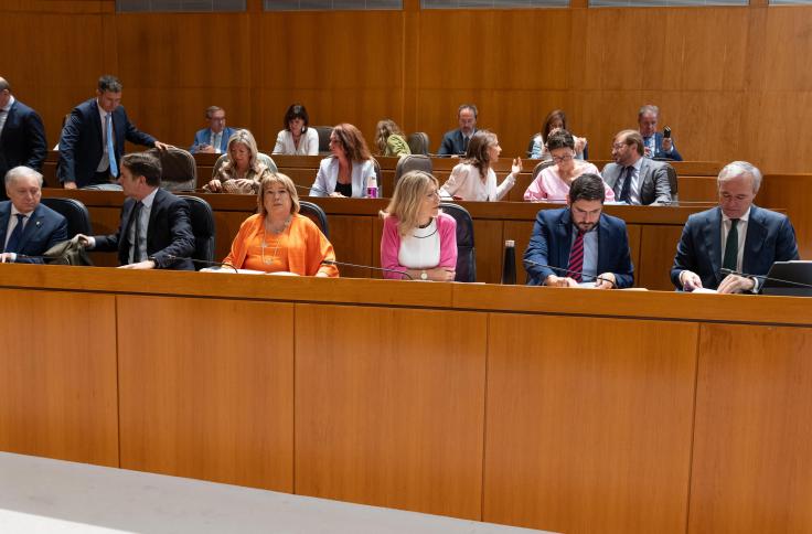 Jorge Azcón comparece a petición propia en el pleno de las Cortes de Aragón.