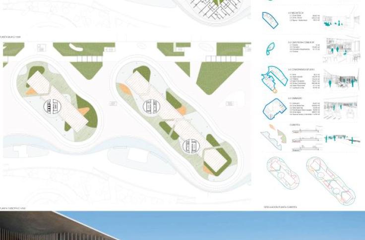 Plano 3 del proyecto ganador del concurso de ideas de la reconversión de los "cacahuetes" de la Expo en viviendas